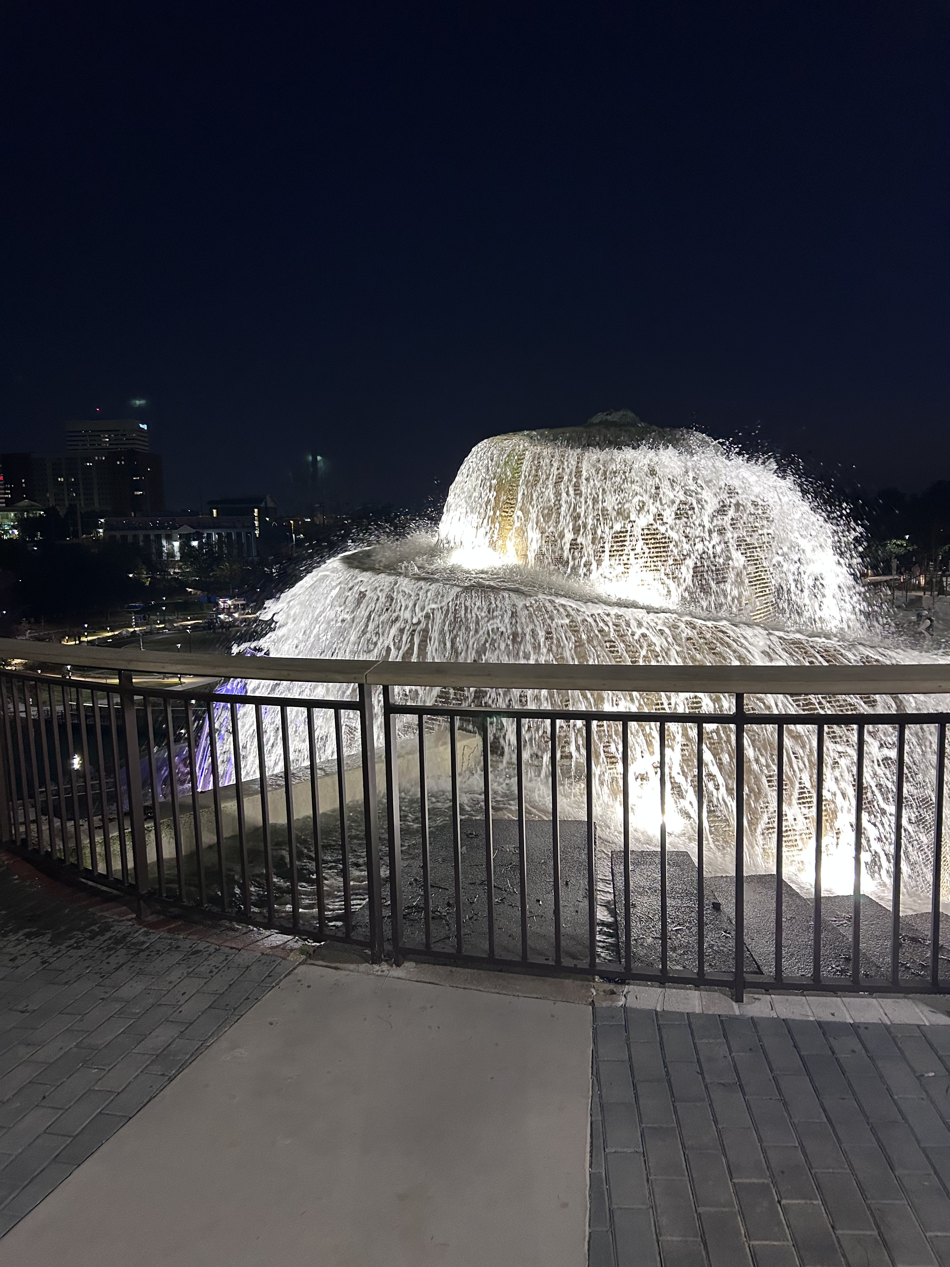 Illuminated night fountain in Columbia, South Carolina